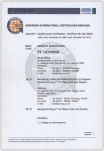 Sertifikasi Sistem Manajemen ISO (Sejak 1996)