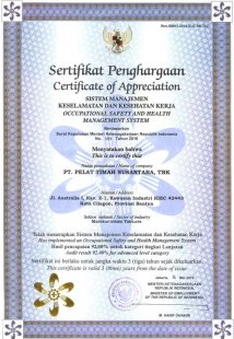 Sertifikat Emas Sistem Manajemen Keselamatan dan Kesehatan Kerja (SMK3) Tahun 2016 s/d 2019